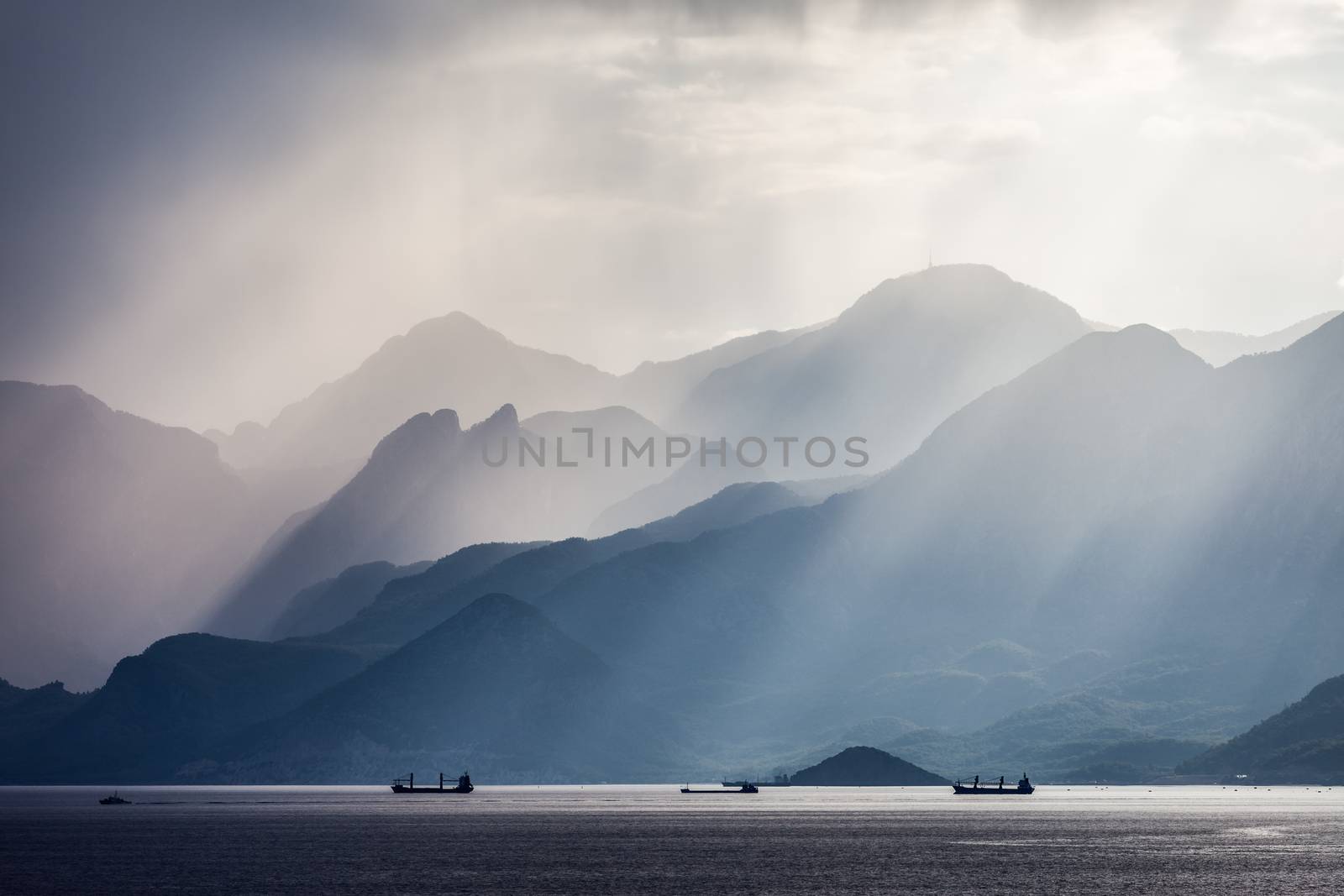 Beauty nature landscape of Taurus rock mountains over Mediterranean Sea at Turkey Antalya