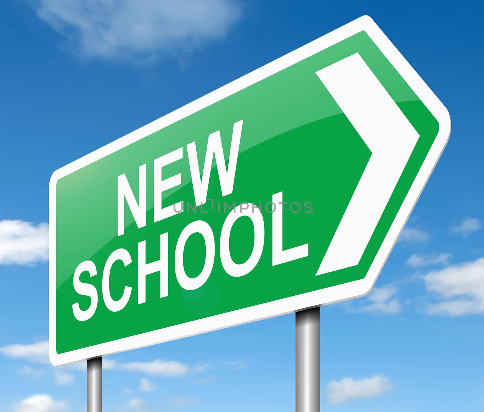 Illustration depicting a sign with a new school concept.