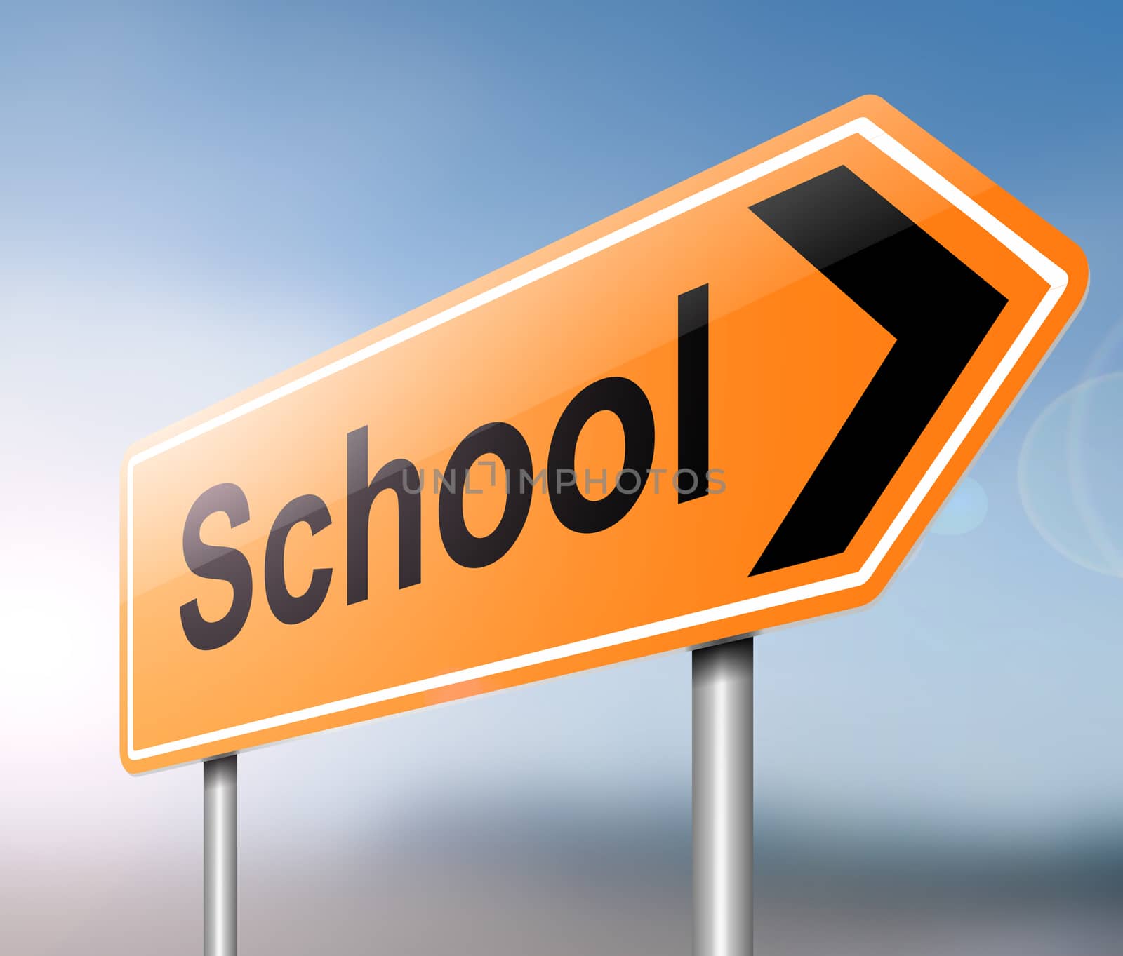Illustration depicting a sign with a school concept.