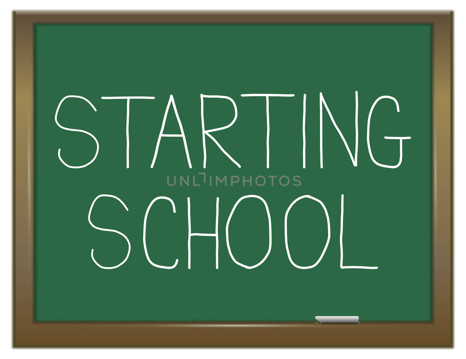 Illustration depicting a green chalkboard with a starting school concept.