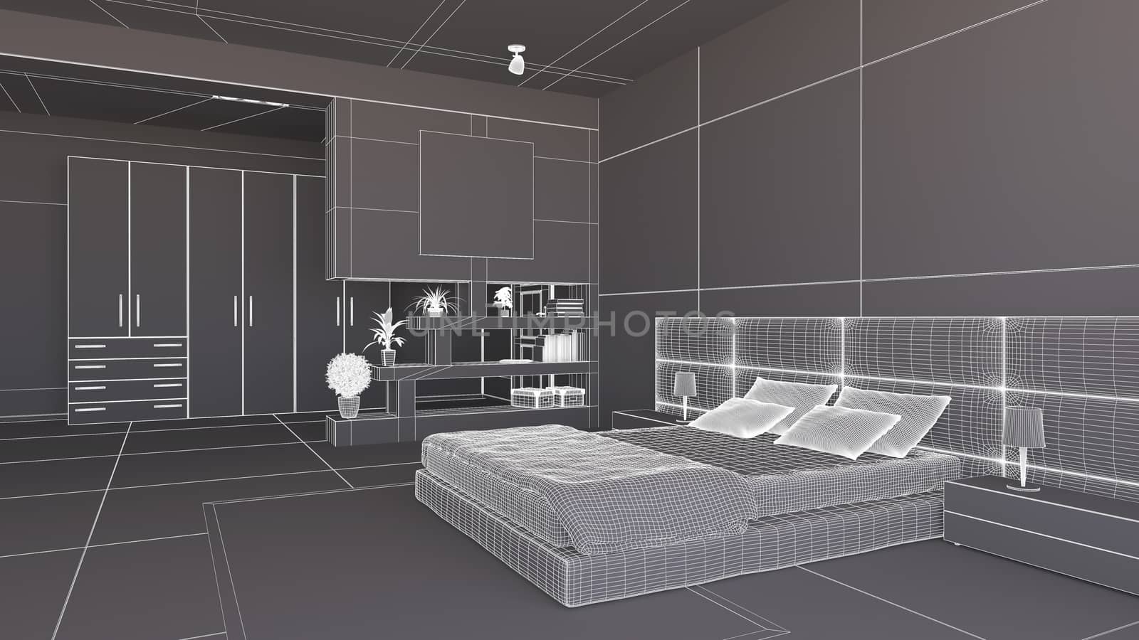 Interior render of a bedroom with some furinitures by enrico.lapponi