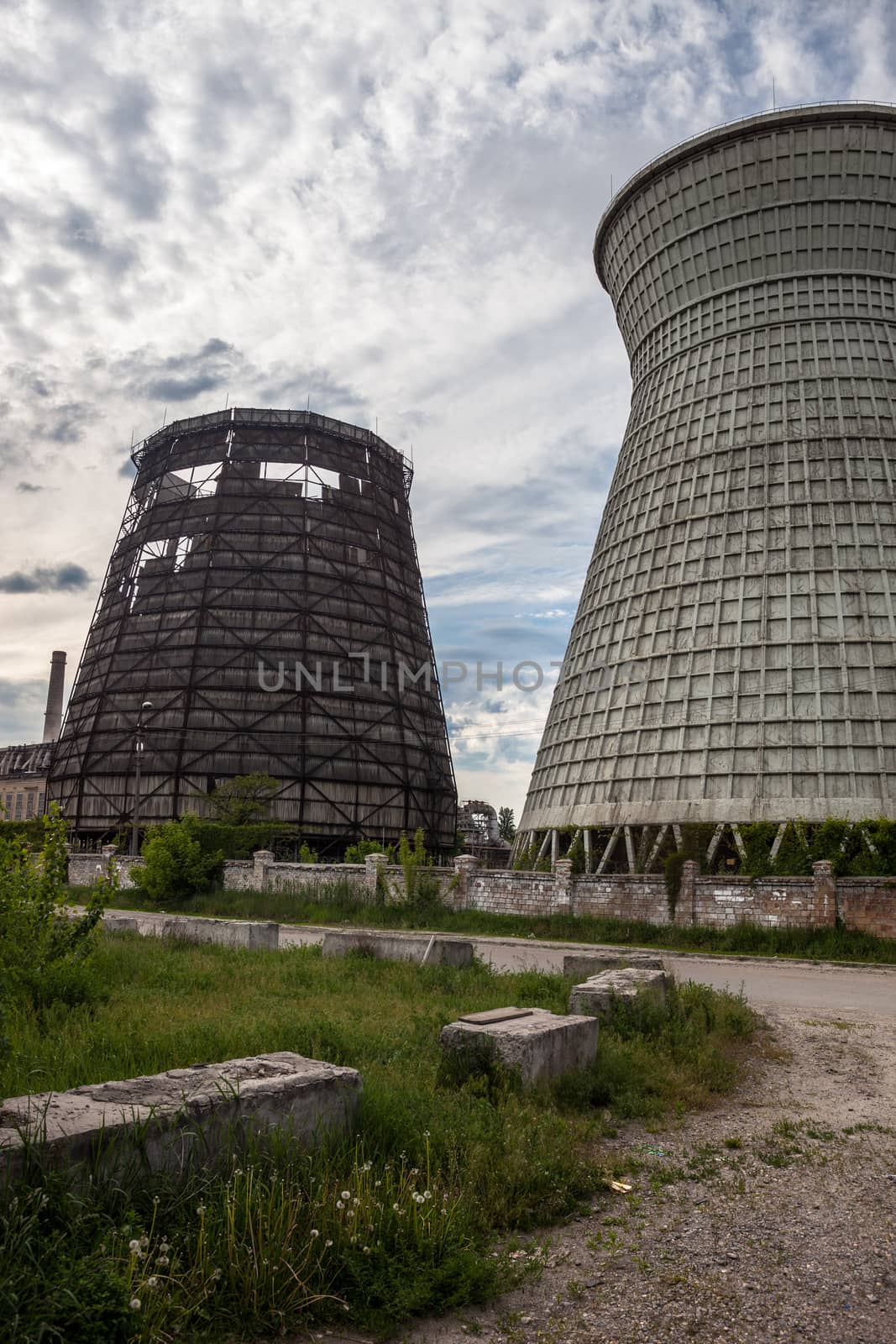 Cooling towers of the cogeneration plant in Kyiv, Ukraine by rootstocks