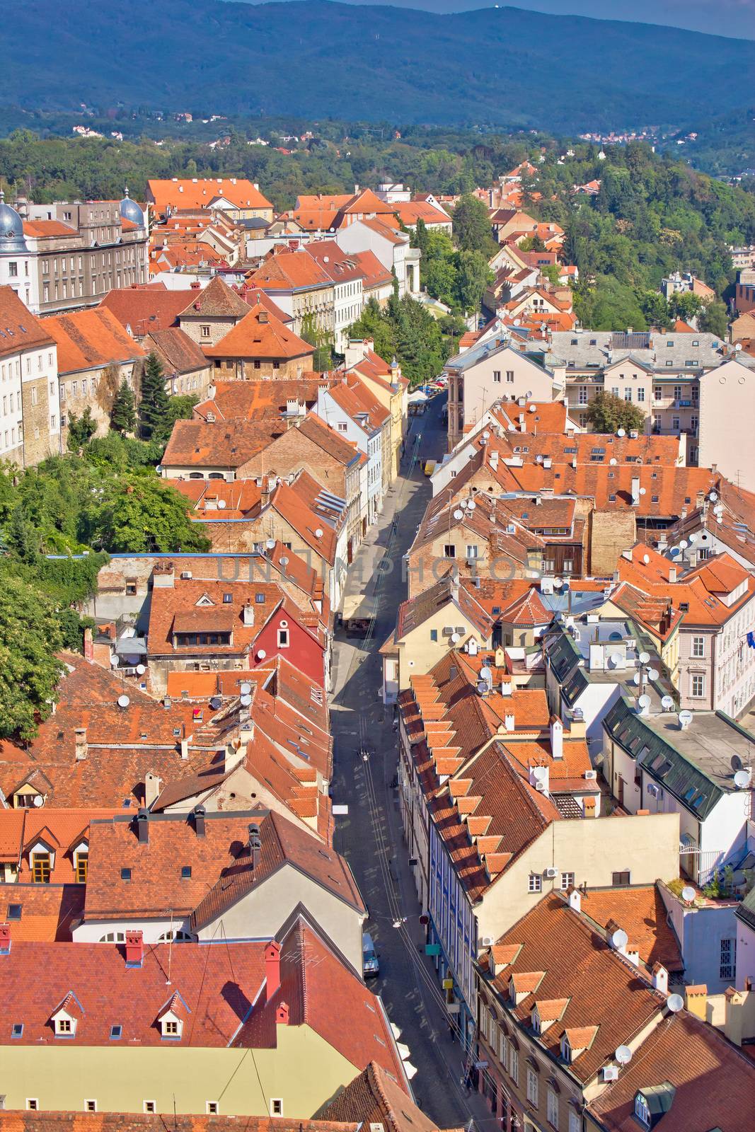Zagreb Radiceva street aerial view, capital of Croatia