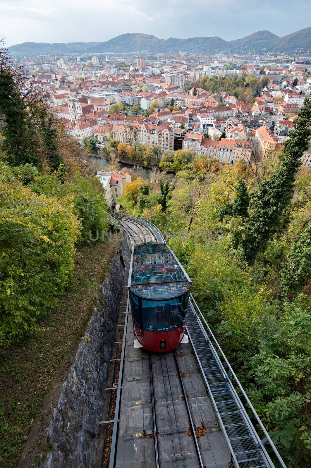 Red funicular in Graz, Austria by anderm