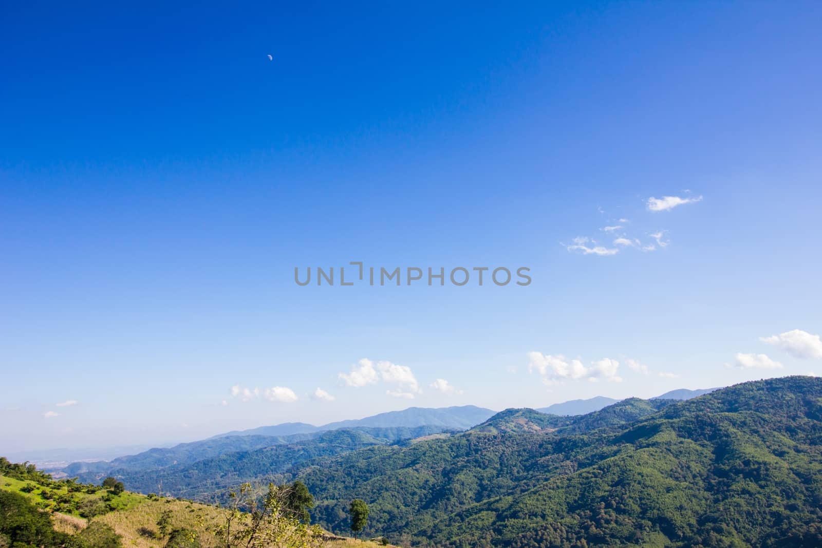 Mountain landscape with beautiful blue sky and clouds by a3701027
