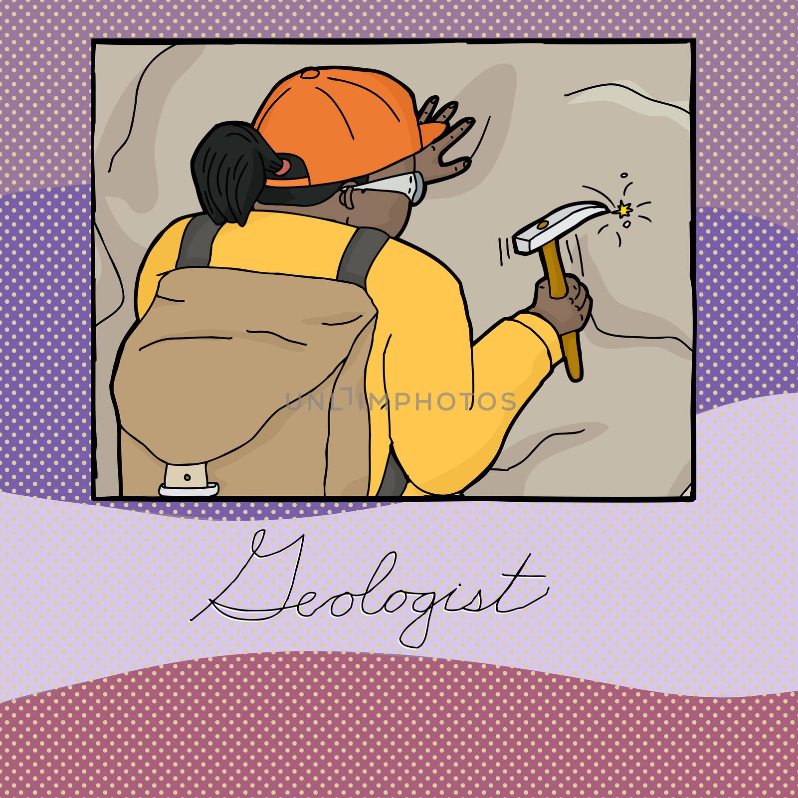 Hand drawn cartoon graphic about a female geologist