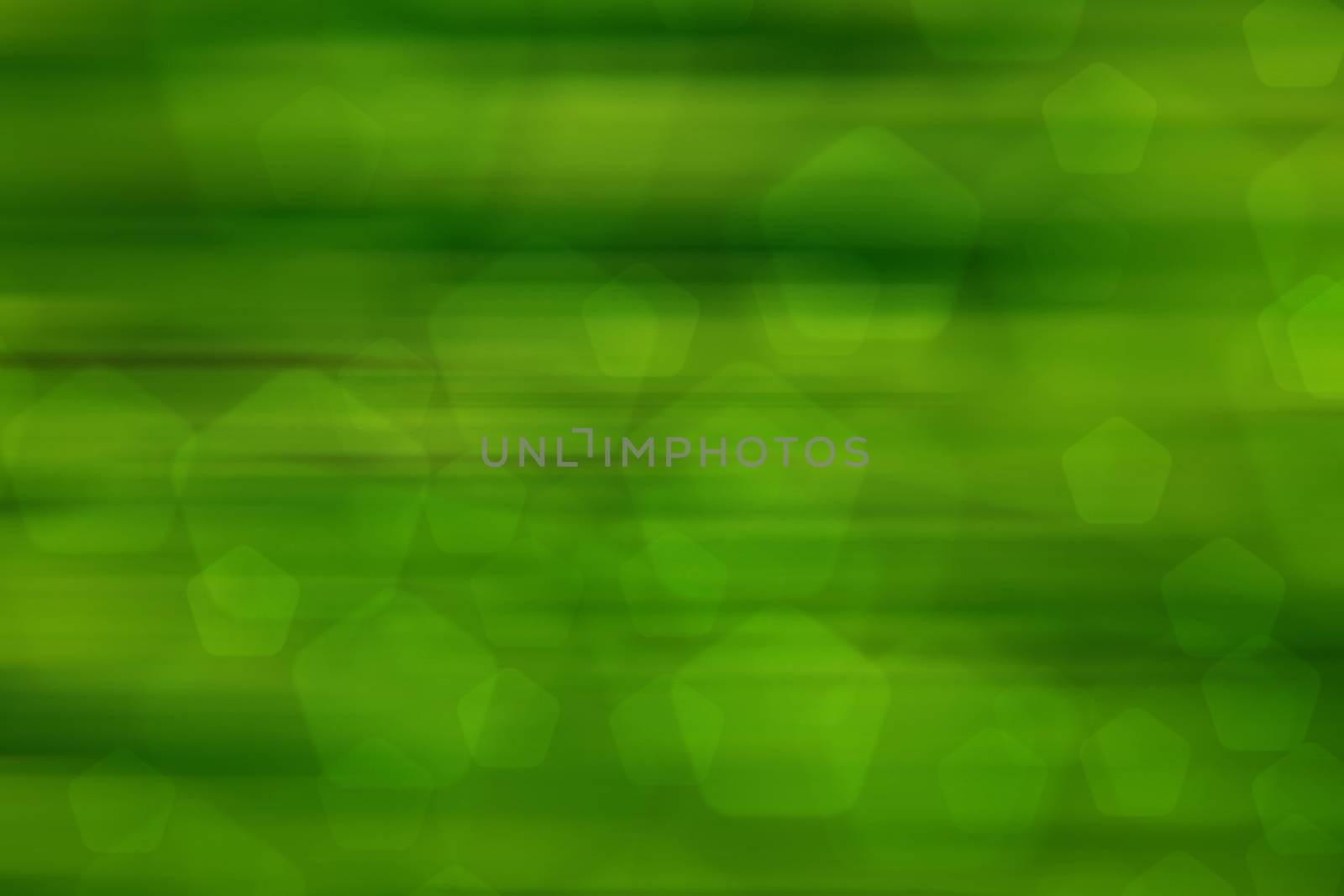 abstract green nature background, pentagon bokeh, fast motion
