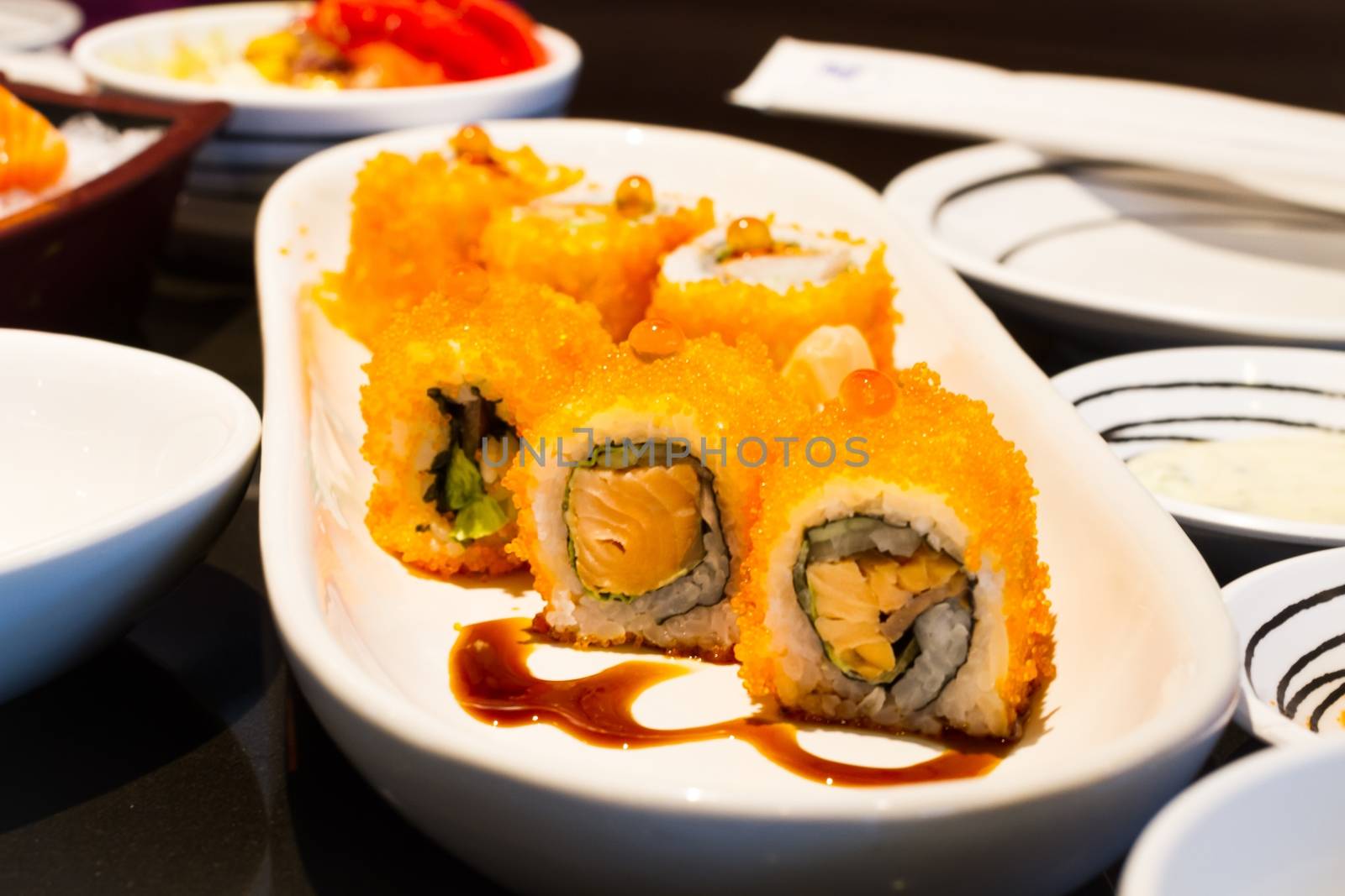 Sushi roll healthy food - japanese food style by a3701027