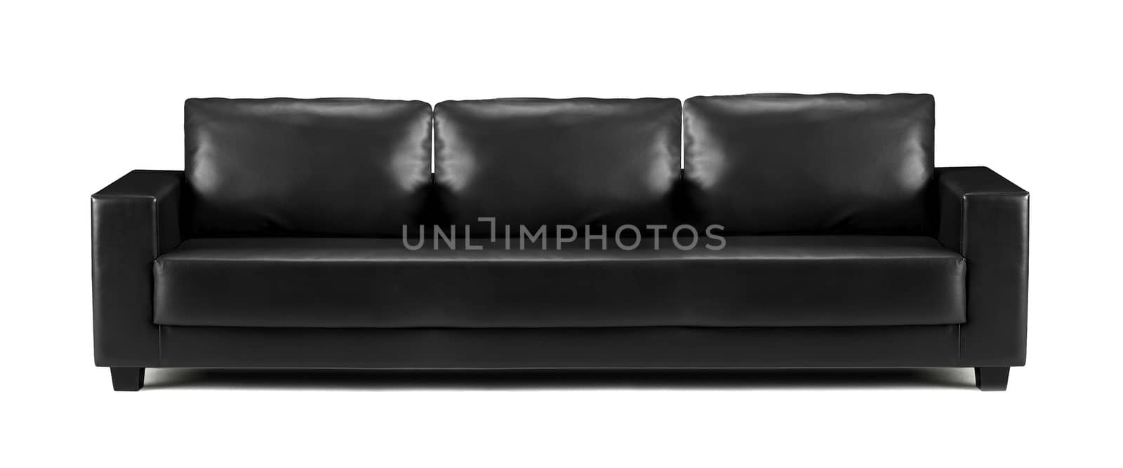 modern black leather sofa isolated
