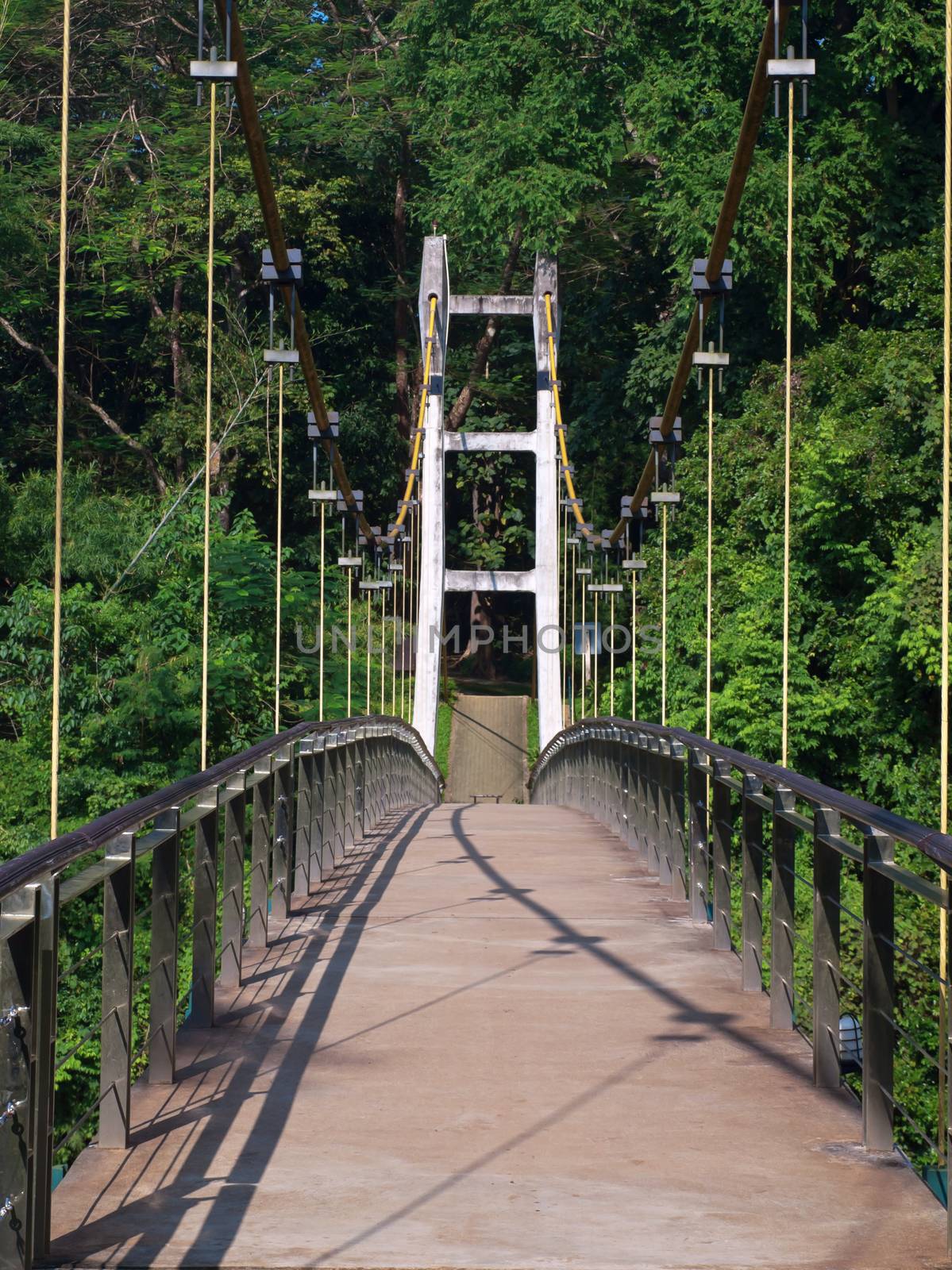 Suspension bridge cross over Khwae Noi river, Kanchanaburi, Thailand