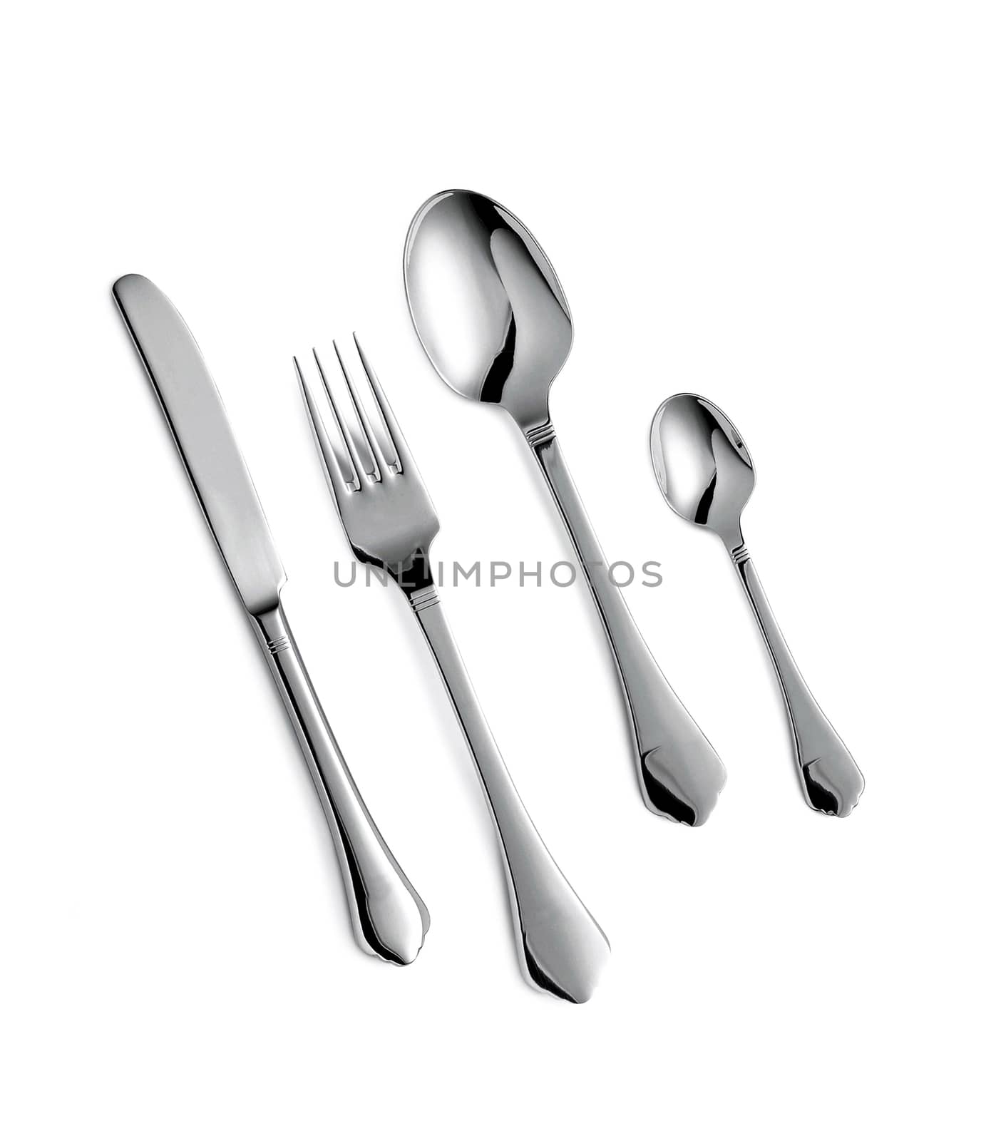 Fork spoon and knife isolated