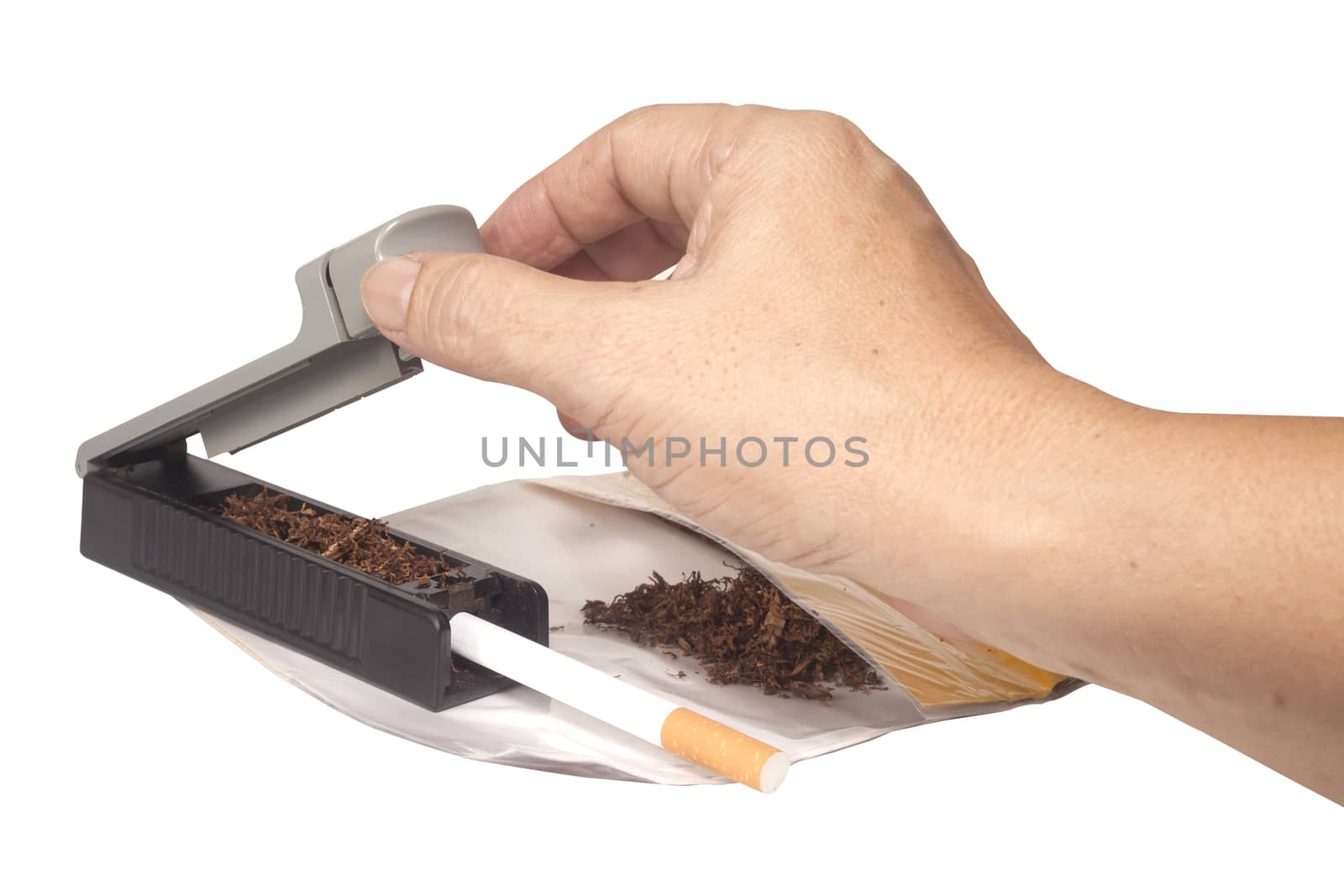 Hand on machine for rolling of cigarettes