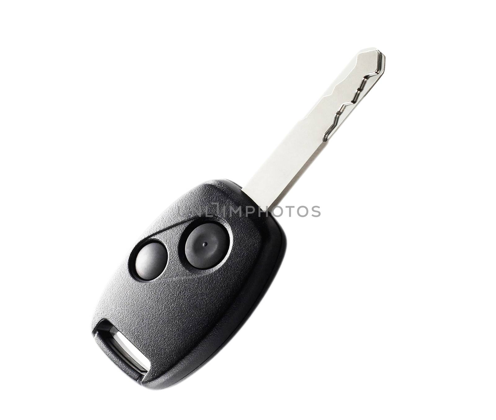 Car keys with reflections on a white background