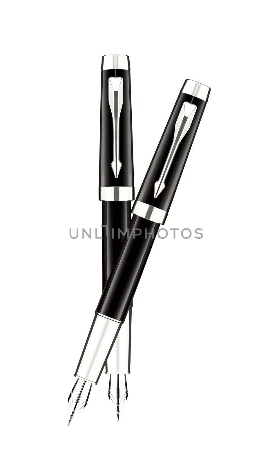 Fountain pens isolated
