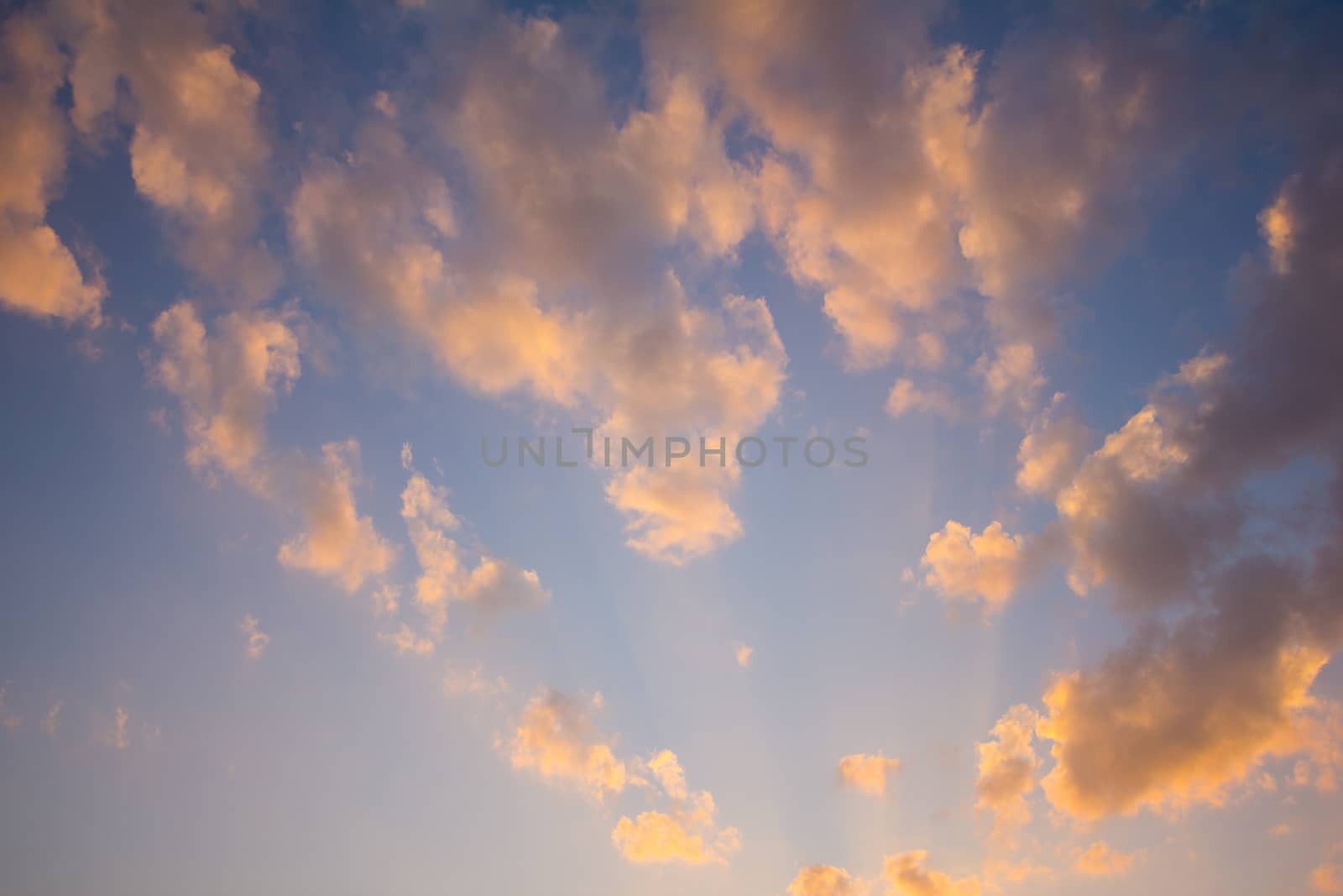 background of sky with orange clouds in the evening. by a3701027