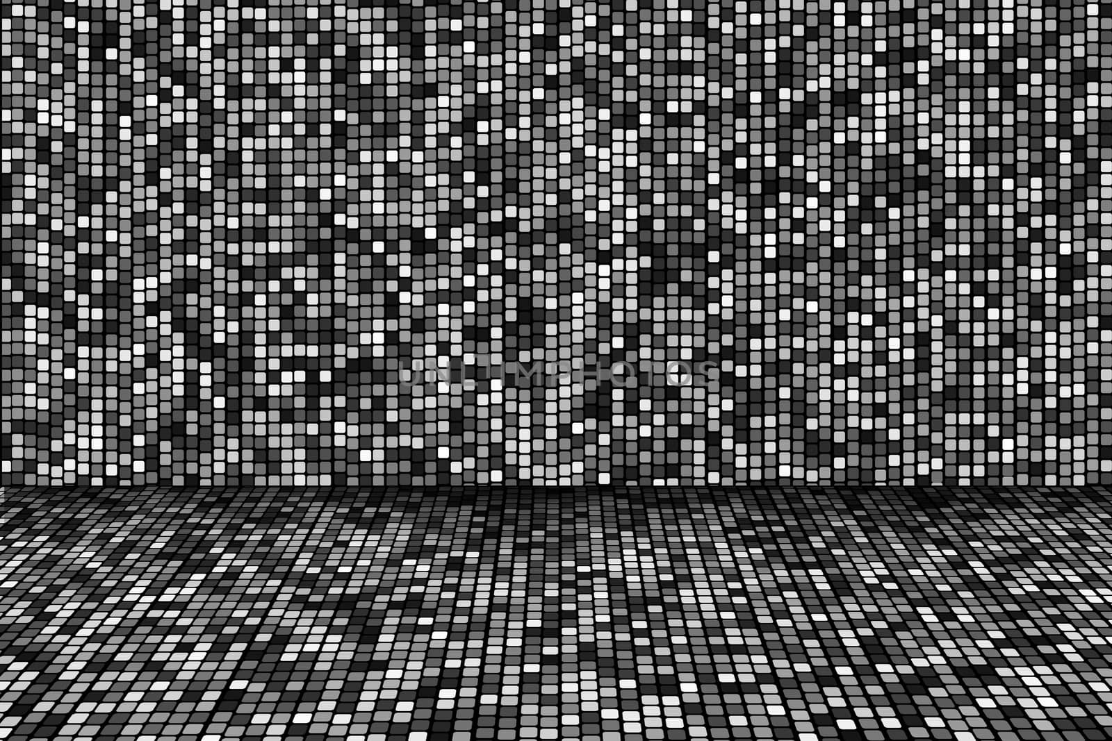 black and white square dots stage background, perspective.