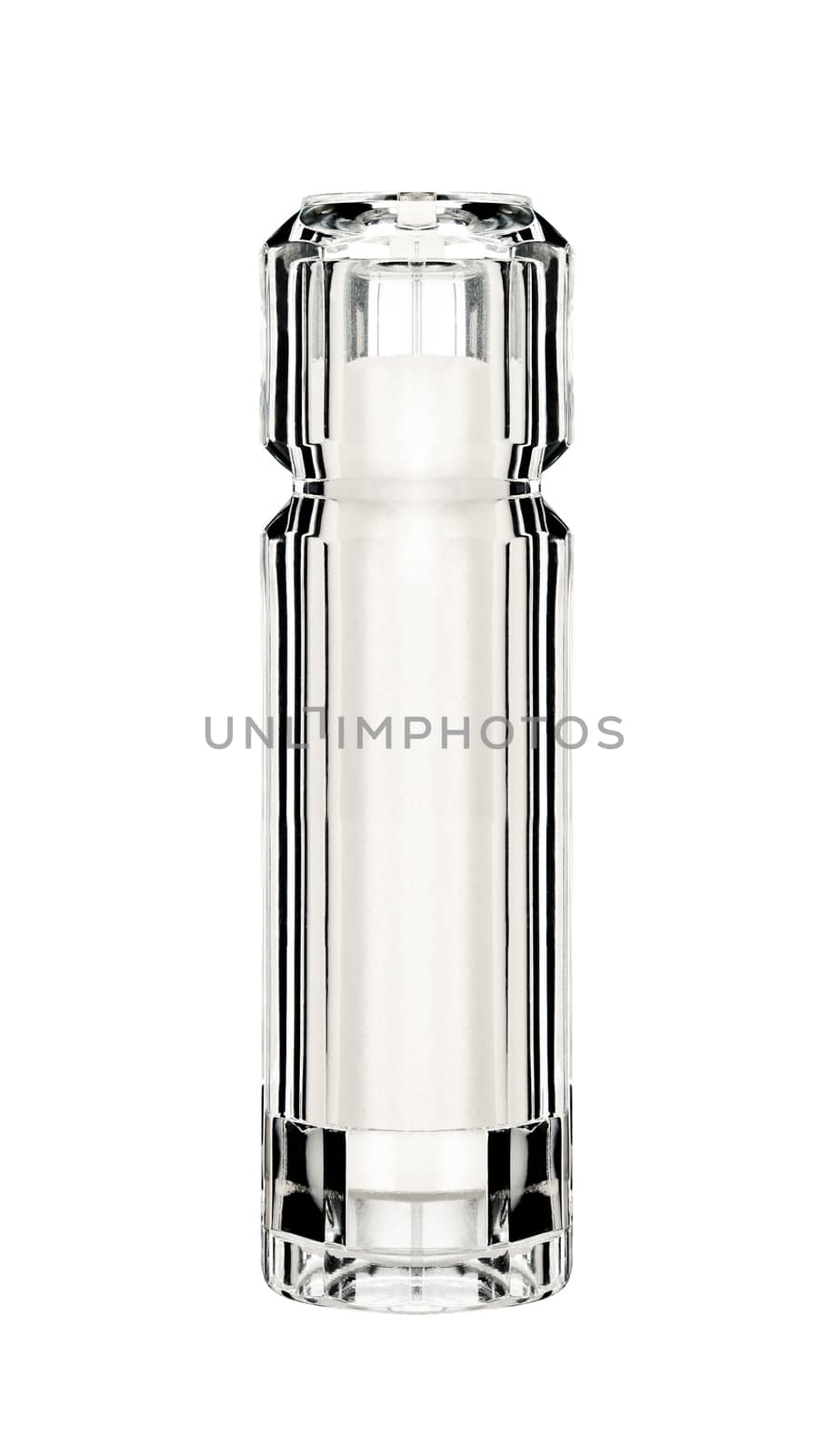 close up of salt shaker on white background with clipping path