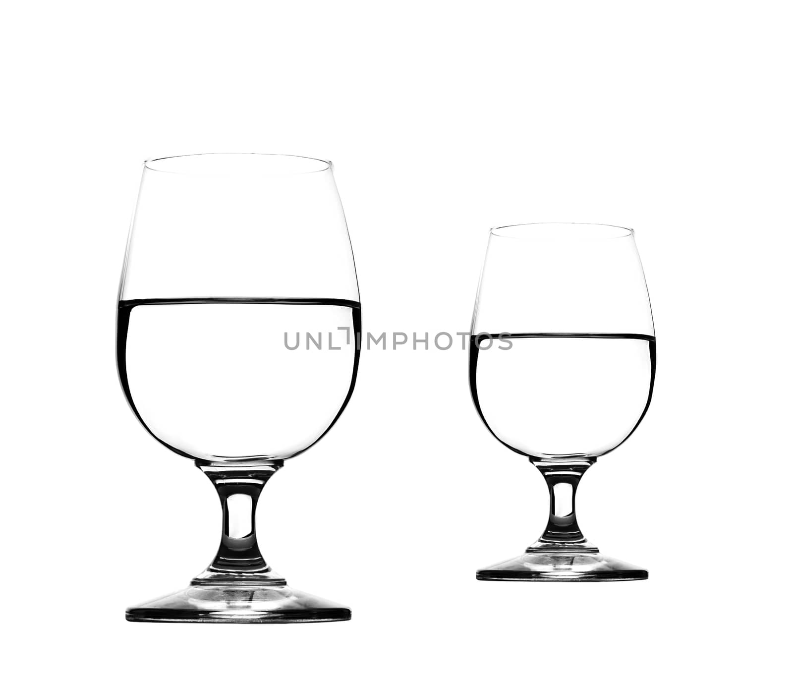 water on glasses isolated