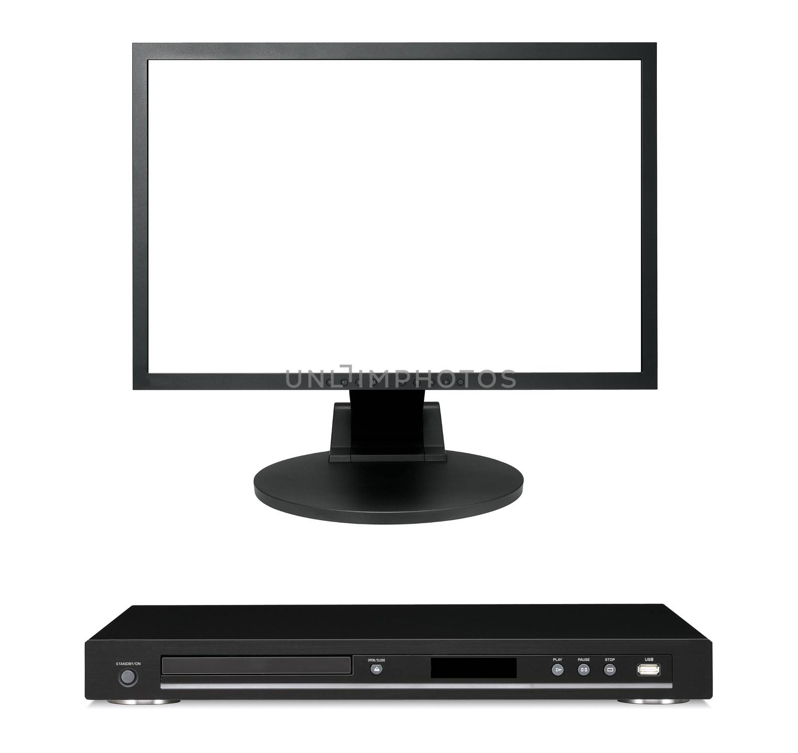 black dvd player with monitor