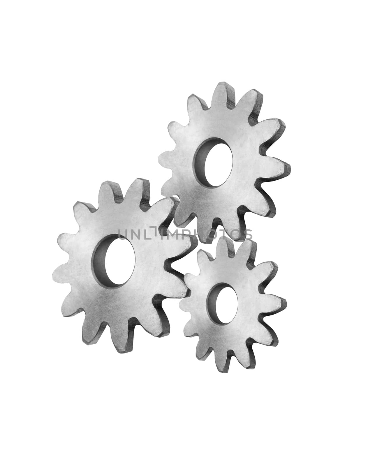 Metal gears isolated against on white