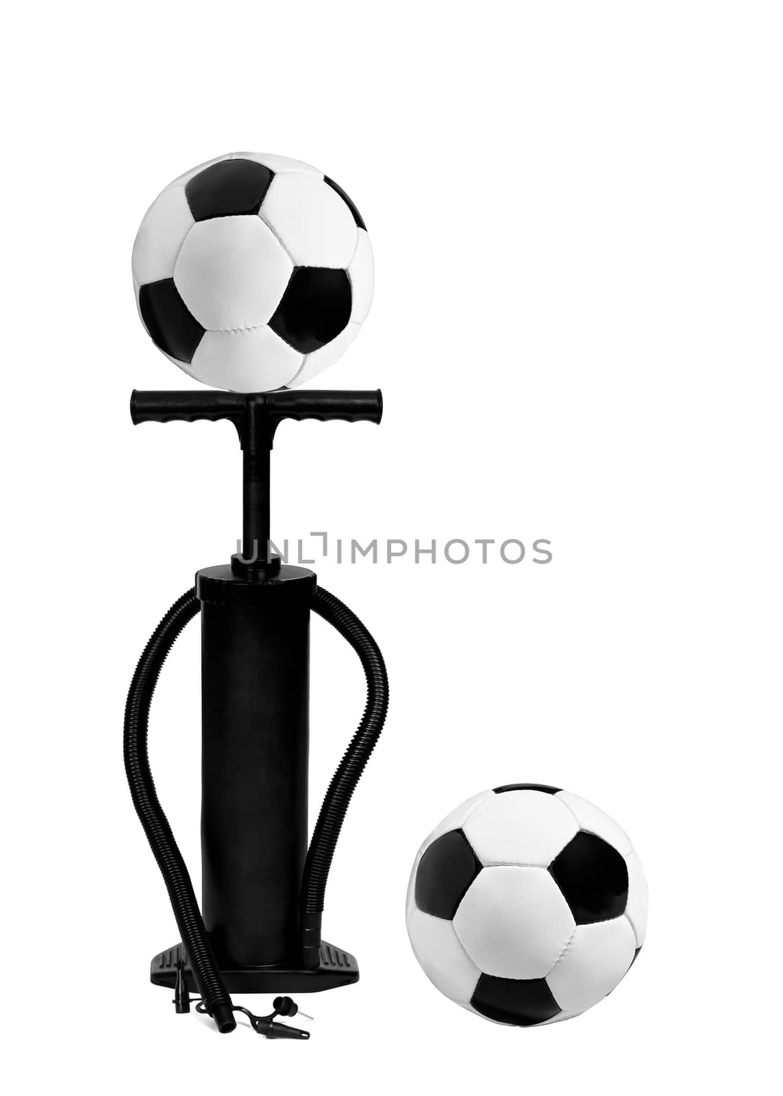 pump and football balls isolated
