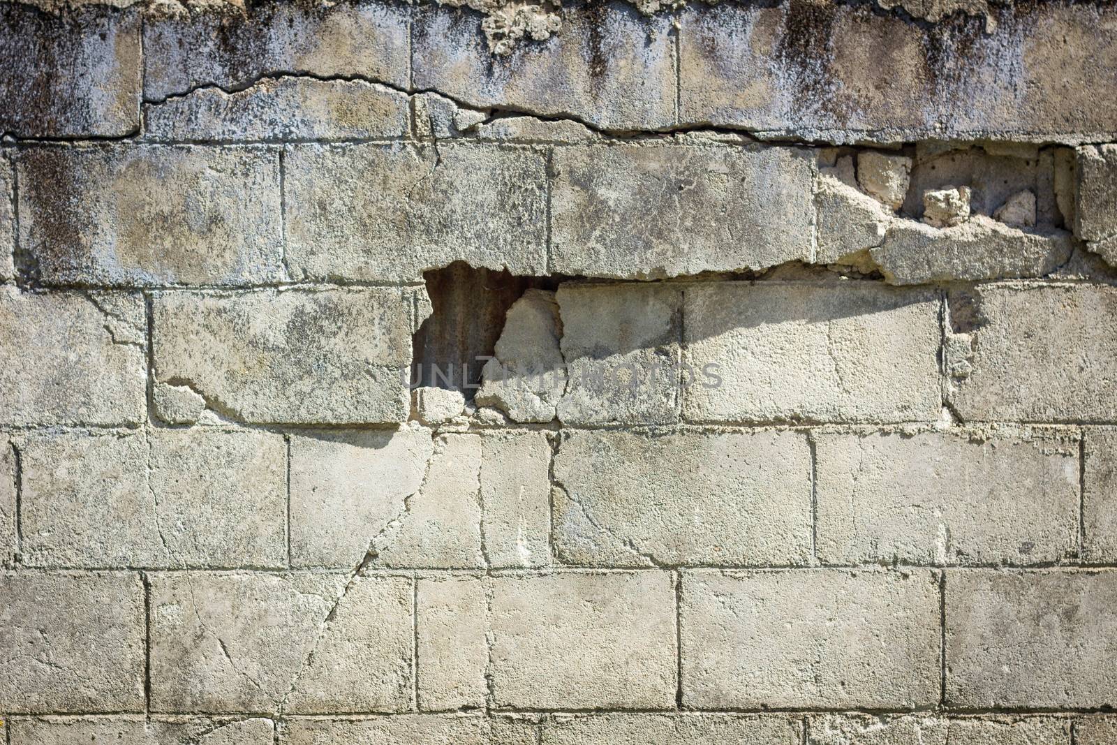 closeup of grungy dangerous wall with cracks