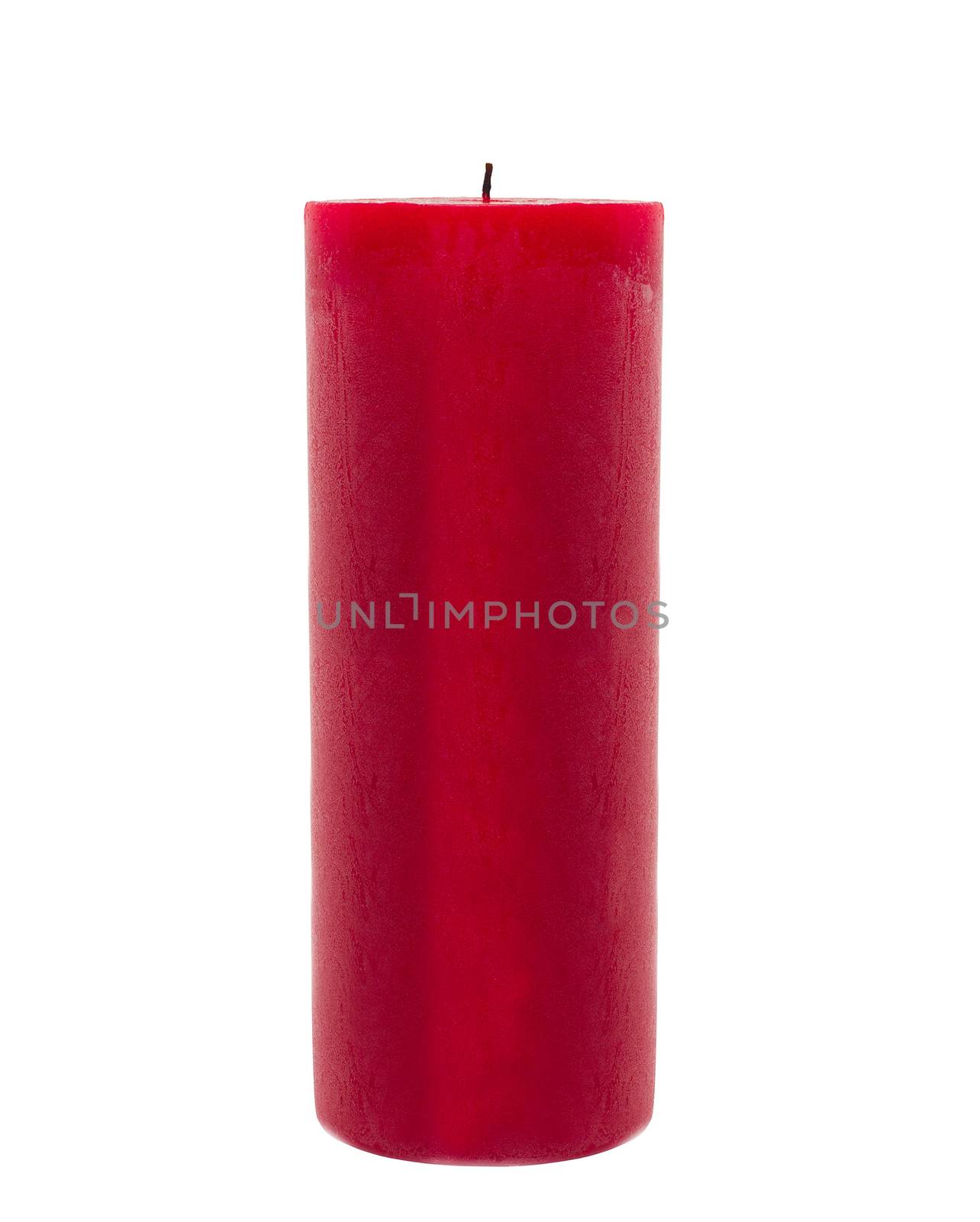 red candle isolated in front of white background