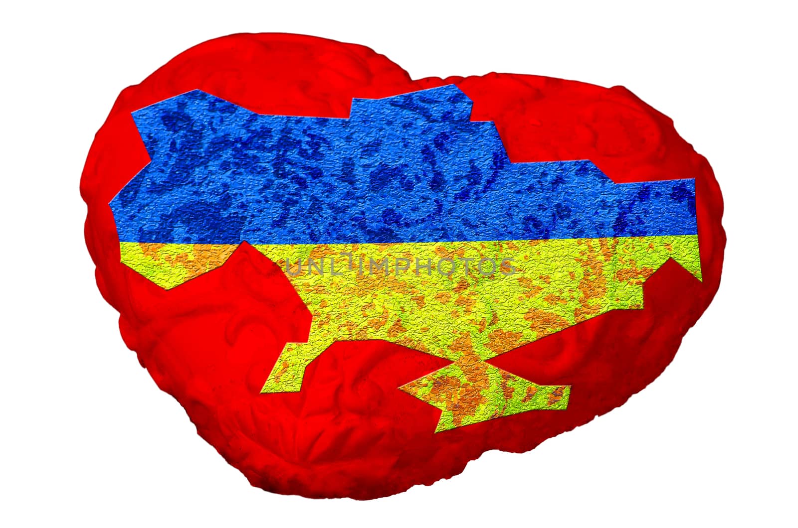 Focal point of Ukraine. Heart with map of Ukraine.