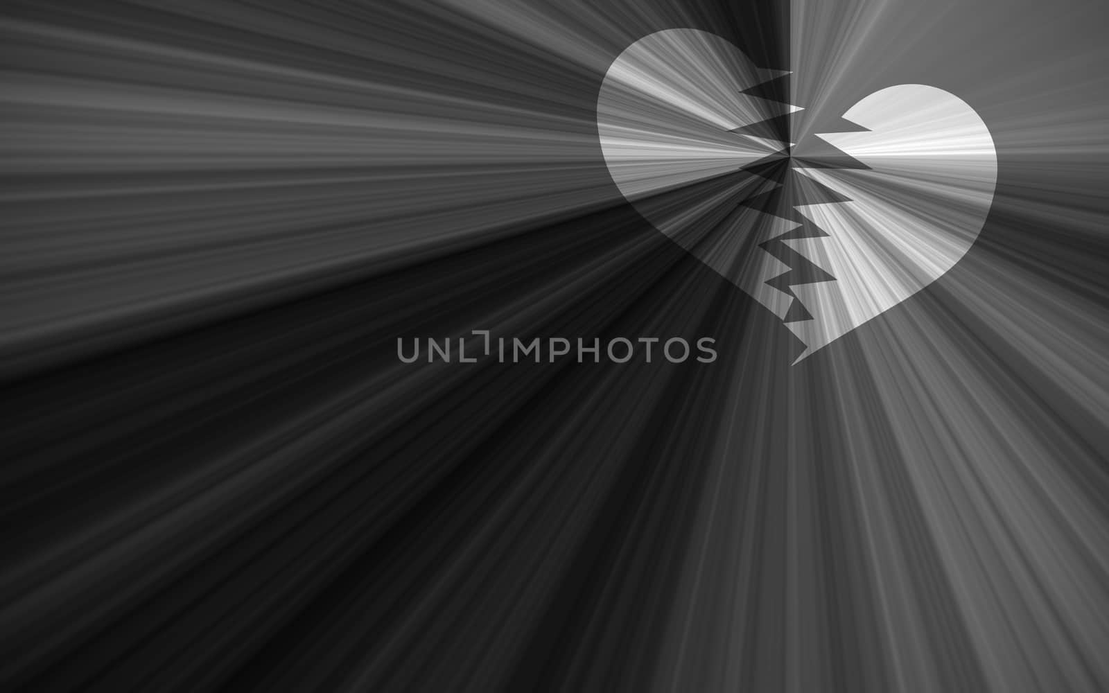 black valentine background, black and white starburst with heart breaking