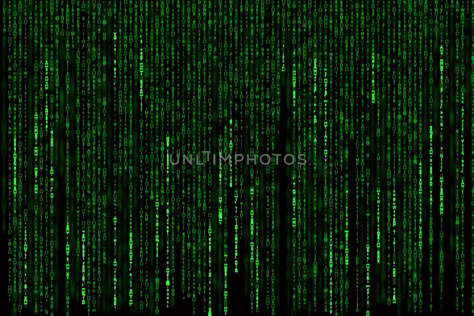 Matrix background with the green symbols.