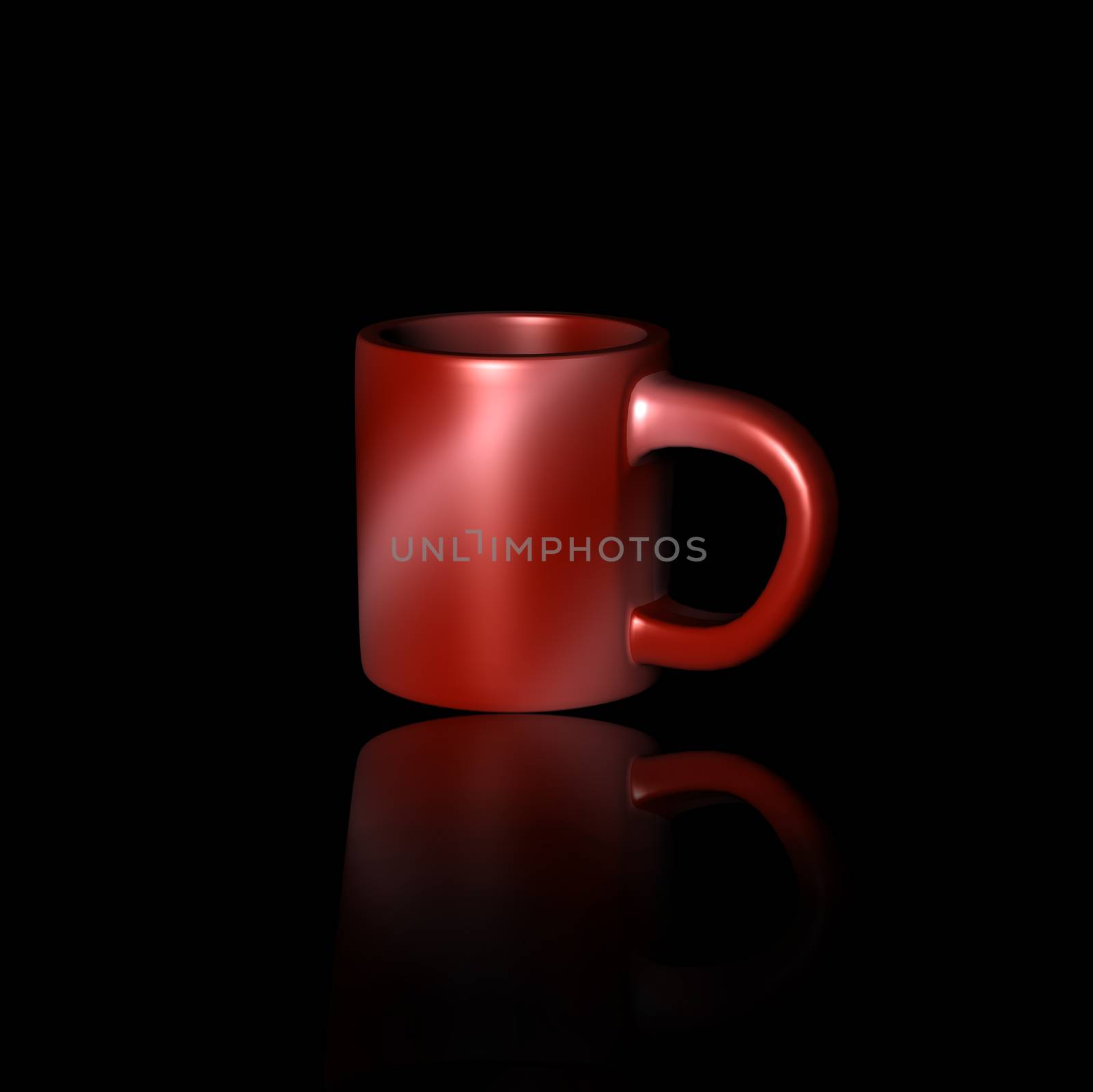 A Red cup at black background.