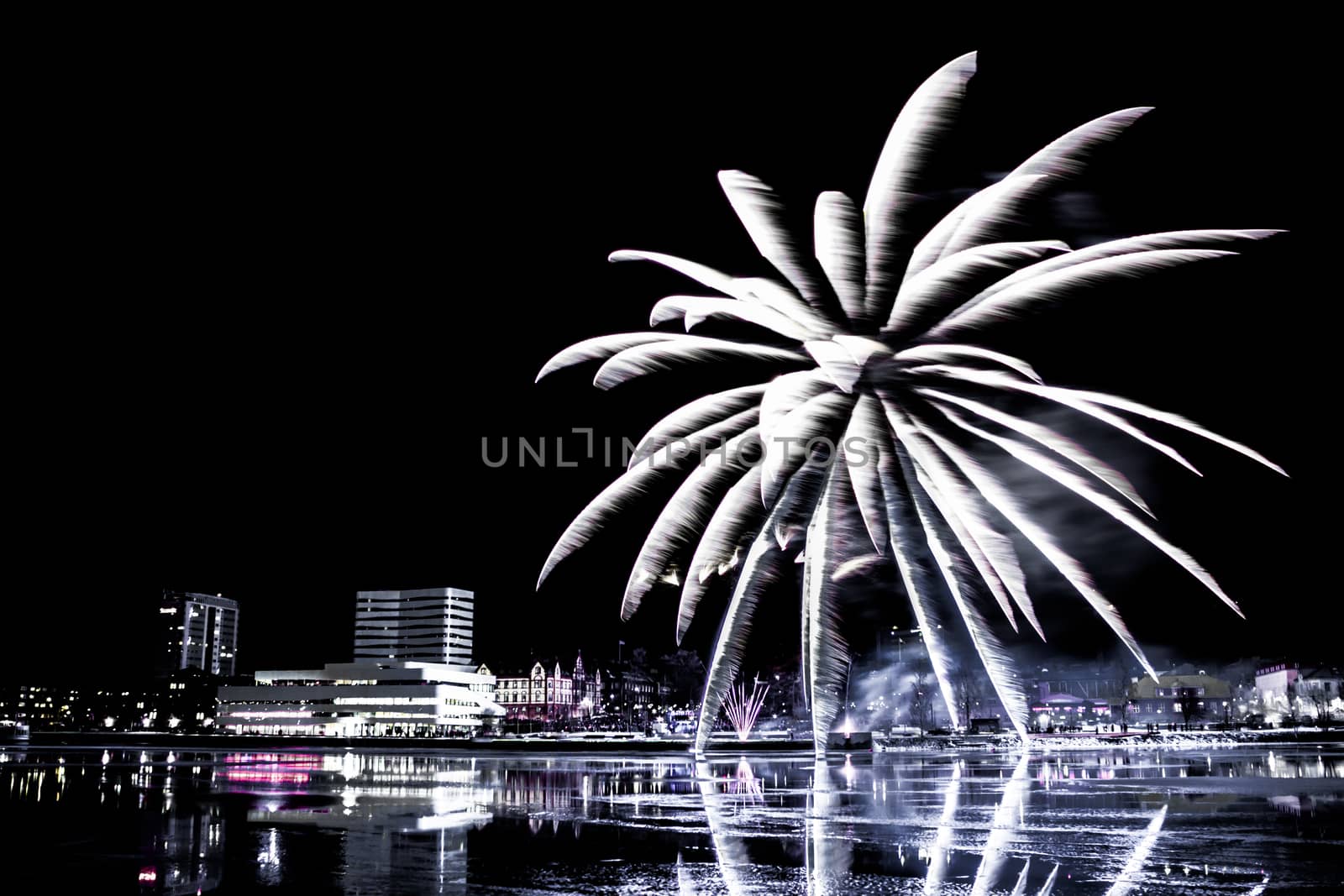 Fireworks over Downtown Umeå, Sweden