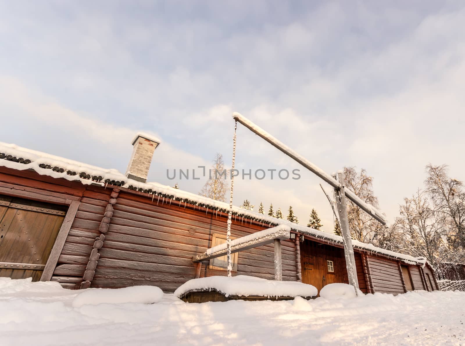 Swedish Taditional Barn in Winter