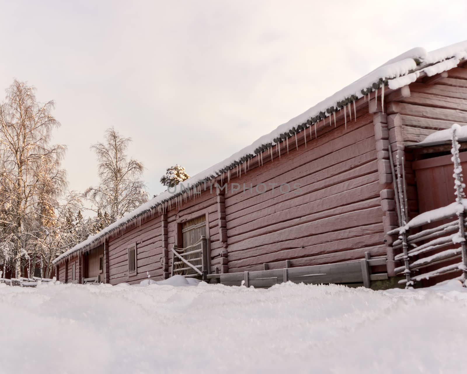Swedish Old Farm House in Winter
