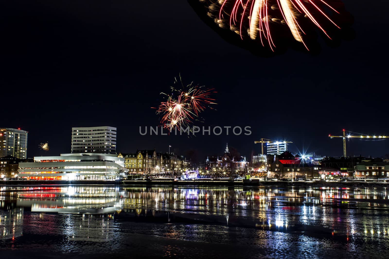 Fireworks over Umea, Sweden