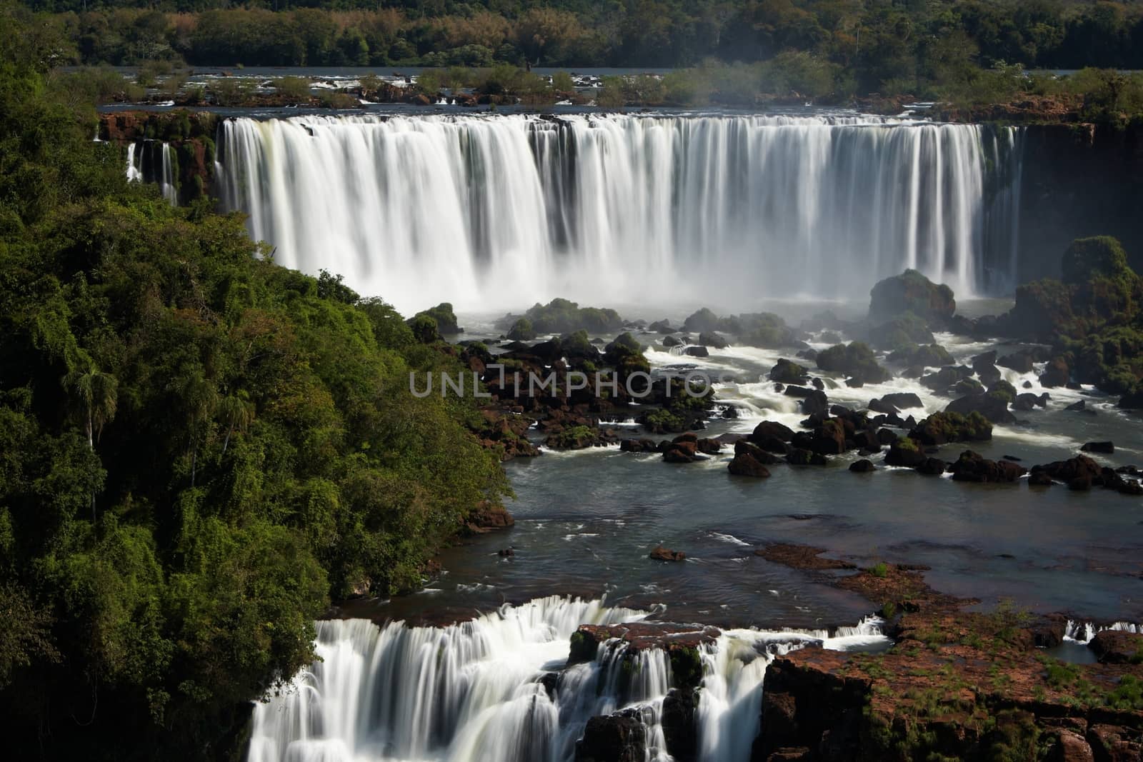 Iguazu Falls located on the border of Brazil and Argentina