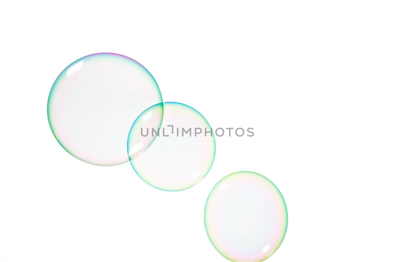 Group of soap bubbles on a white background