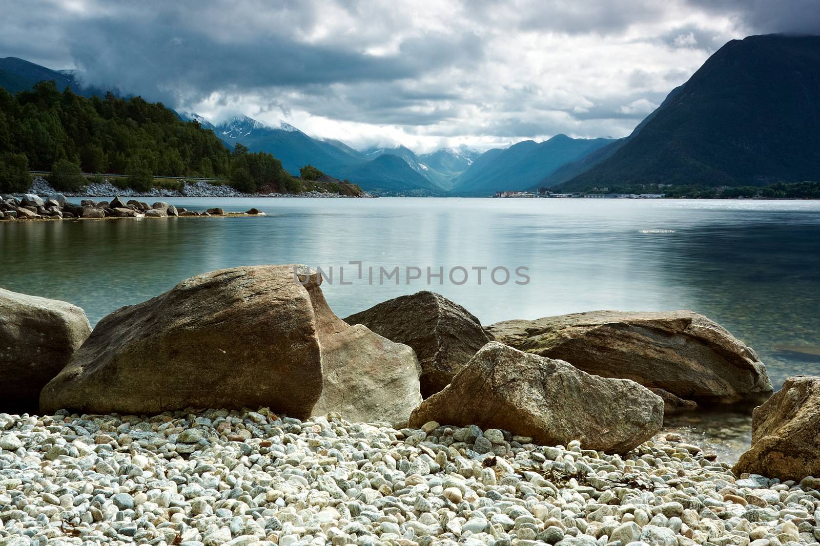 Fjord shore near Andalsnes in Norway