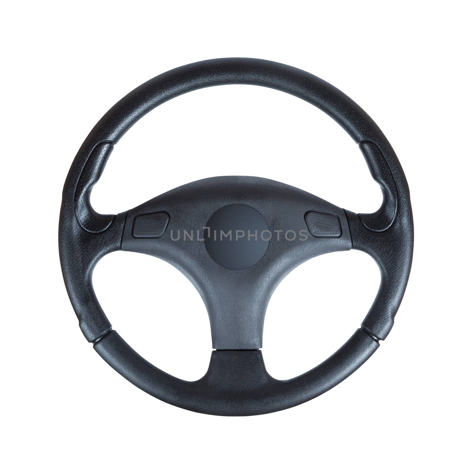Steering wheel of a car isolated on white background