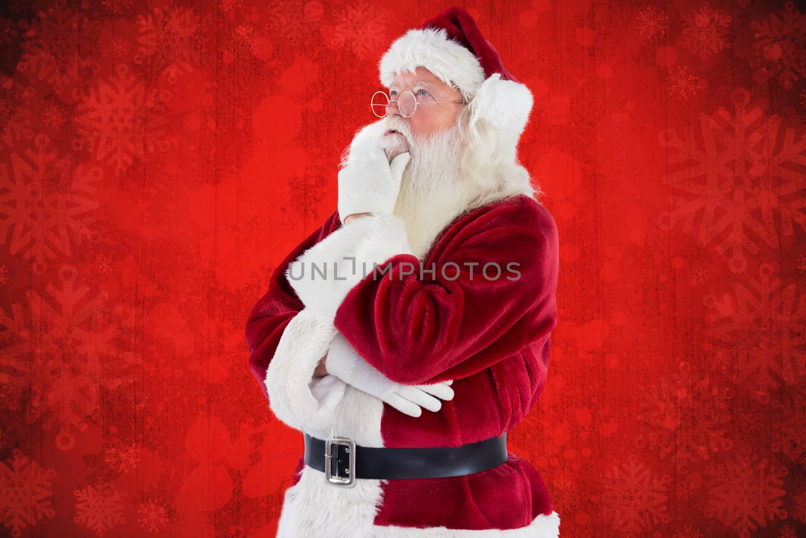 Composite image of santa is thinking about something by Wavebreakmedia