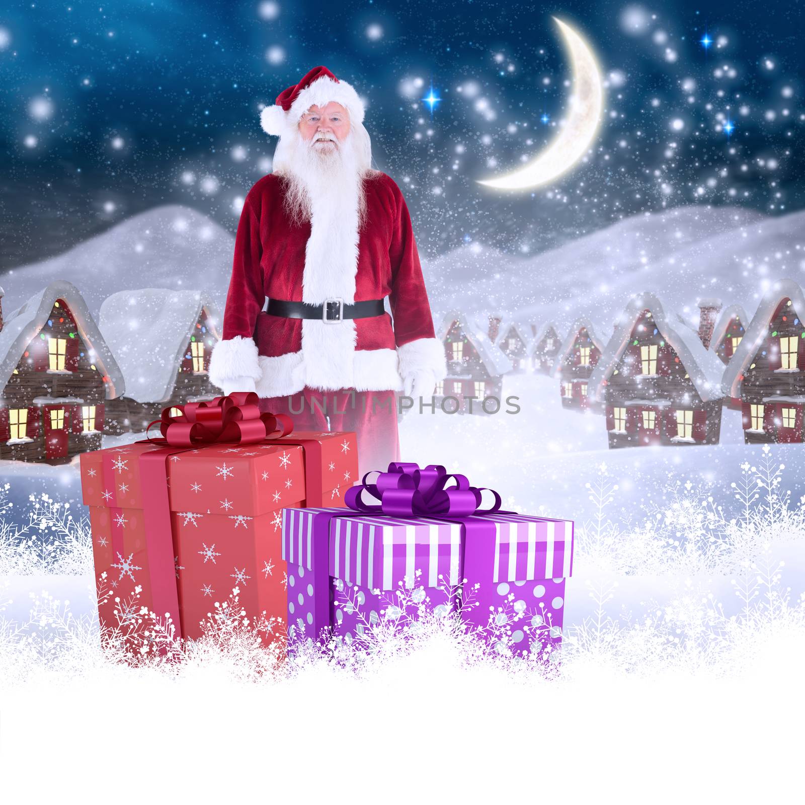 Composite image of jolly santa smiling at camera by Wavebreakmedia