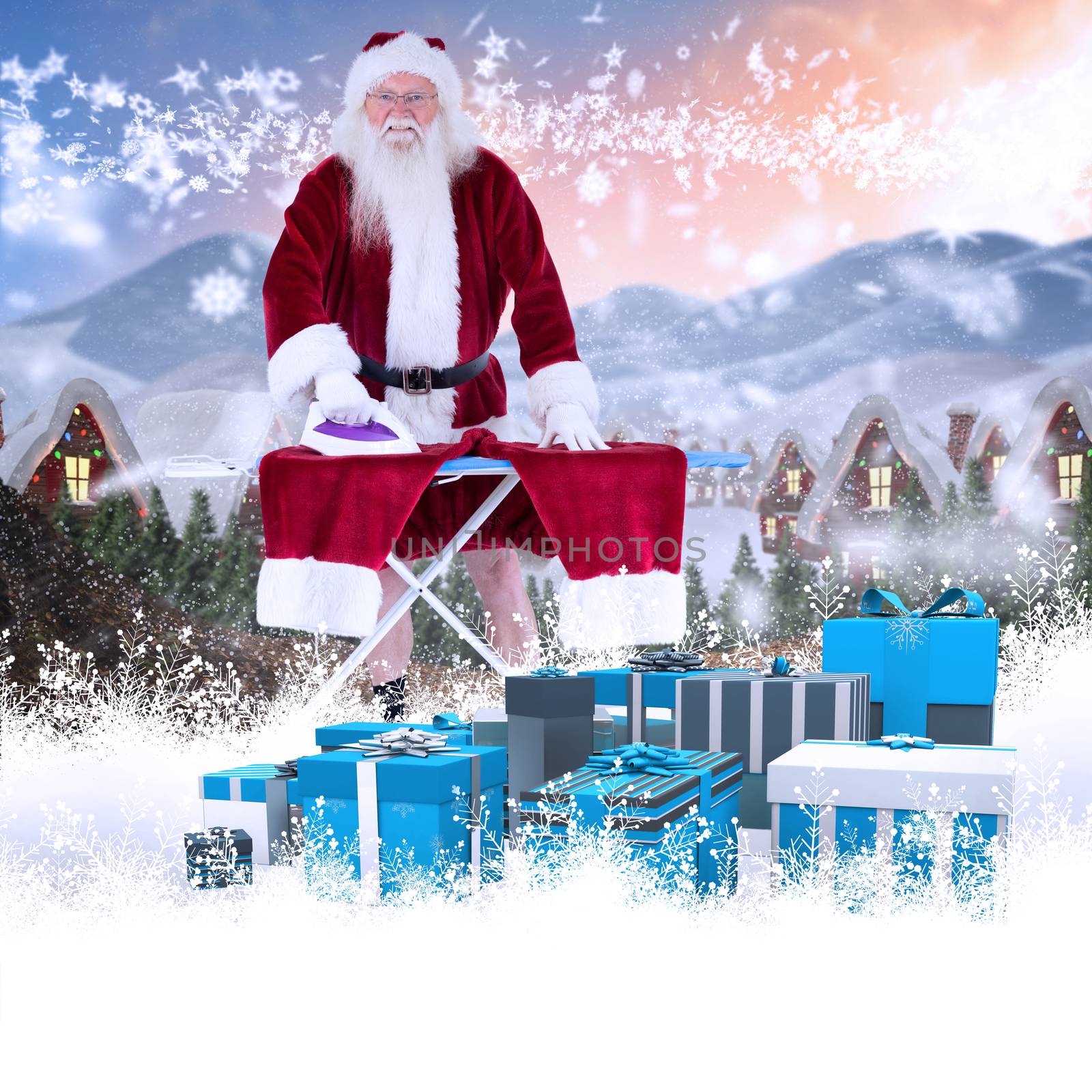 Composite image of smiling santa ironing his pants by Wavebreakmedia