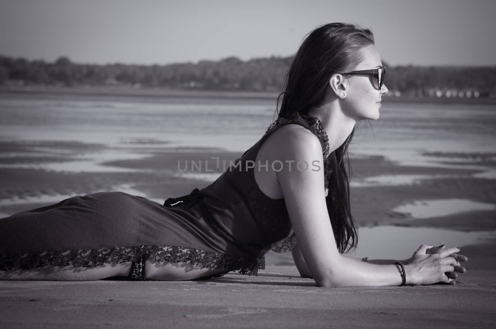 Beautiful caucasian girl on the beach