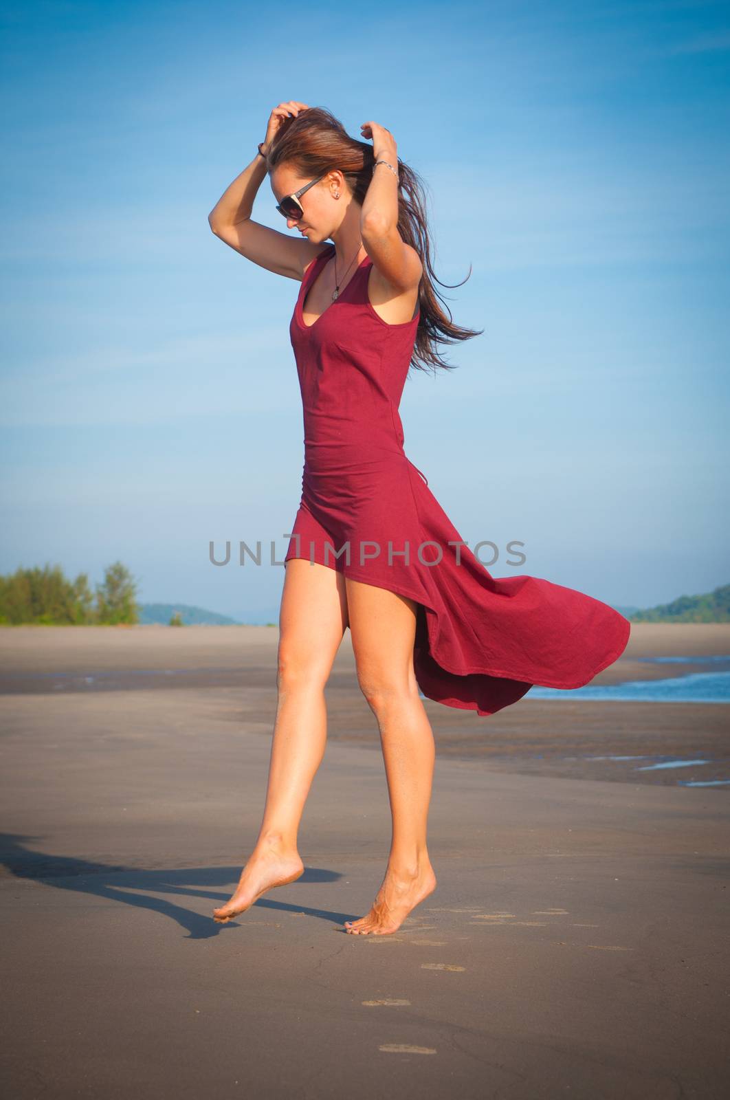 Beautiful caucasian girl on the beach