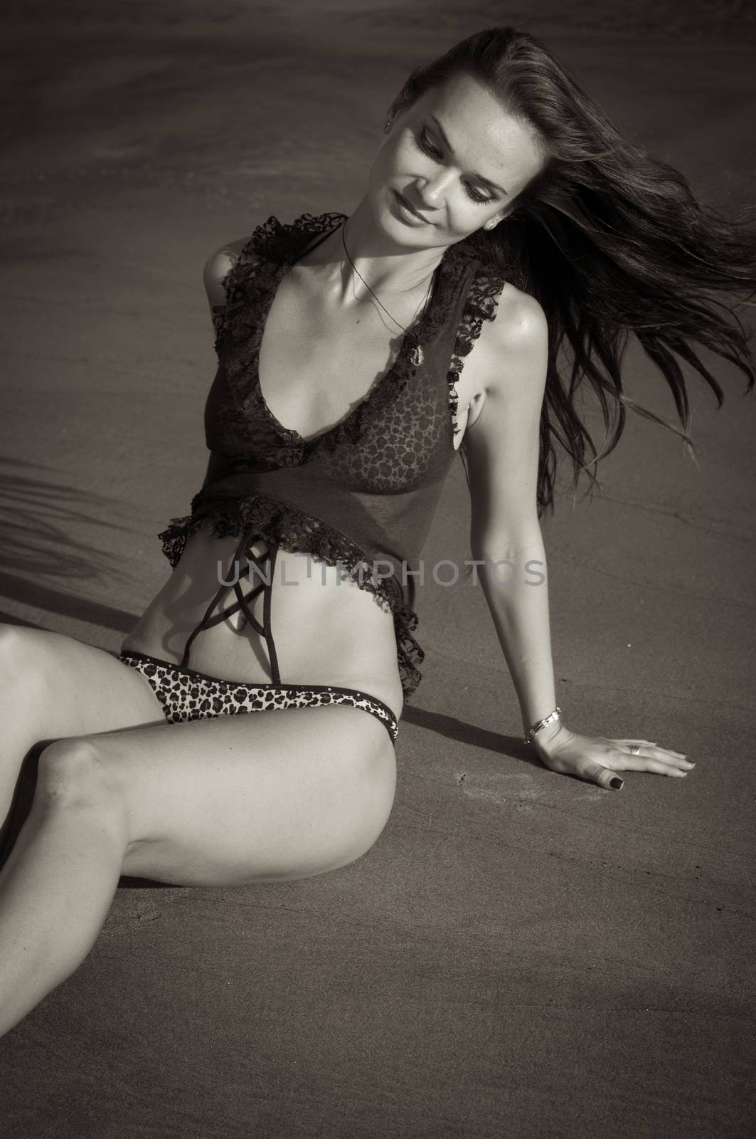 Beautiful caucasian girl on the beach
