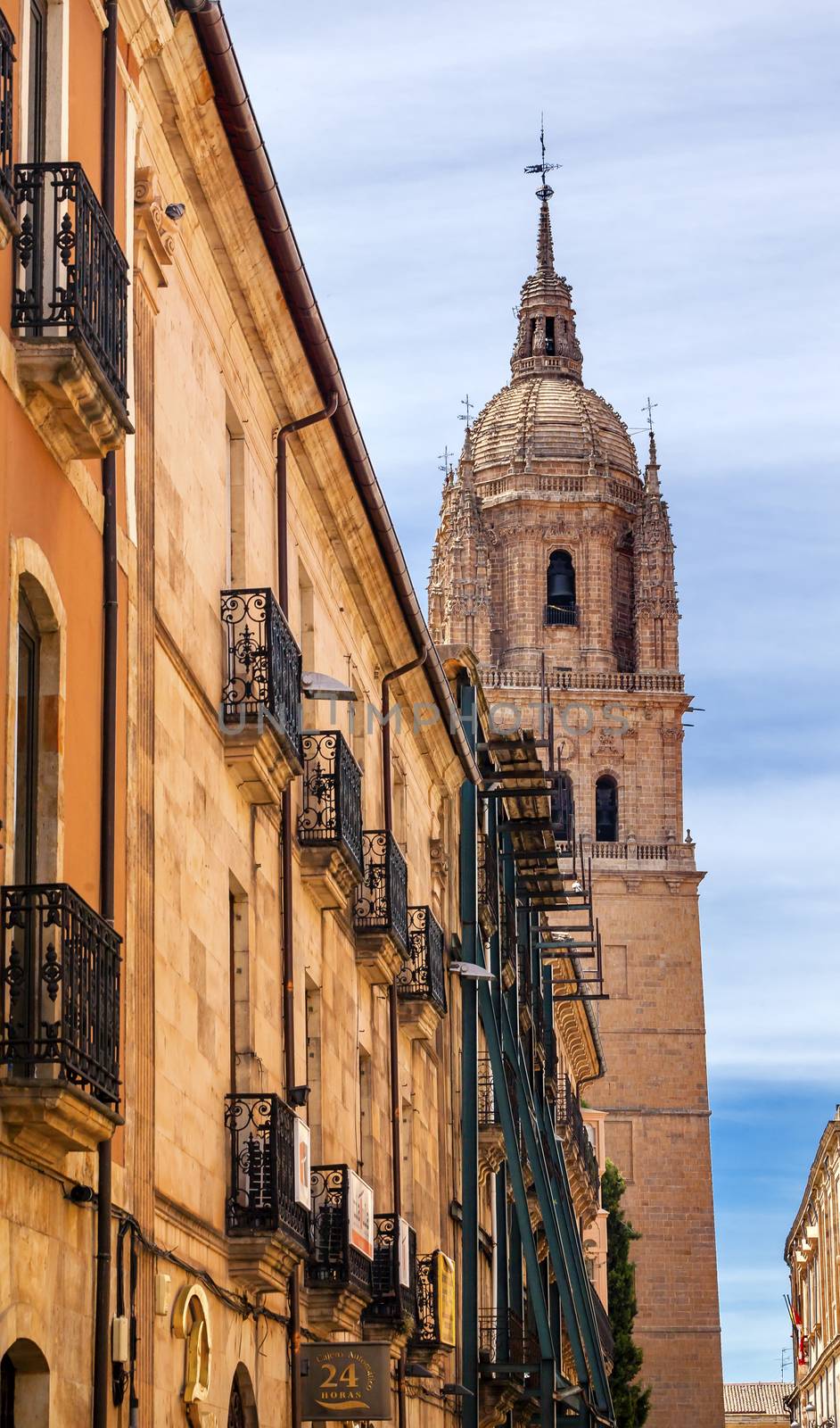 Stone Tower New Salamanca Cathedral Salamanca Castile Spain by bill_perry