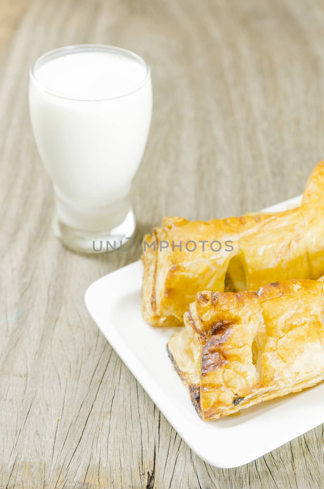 bread with milk glass