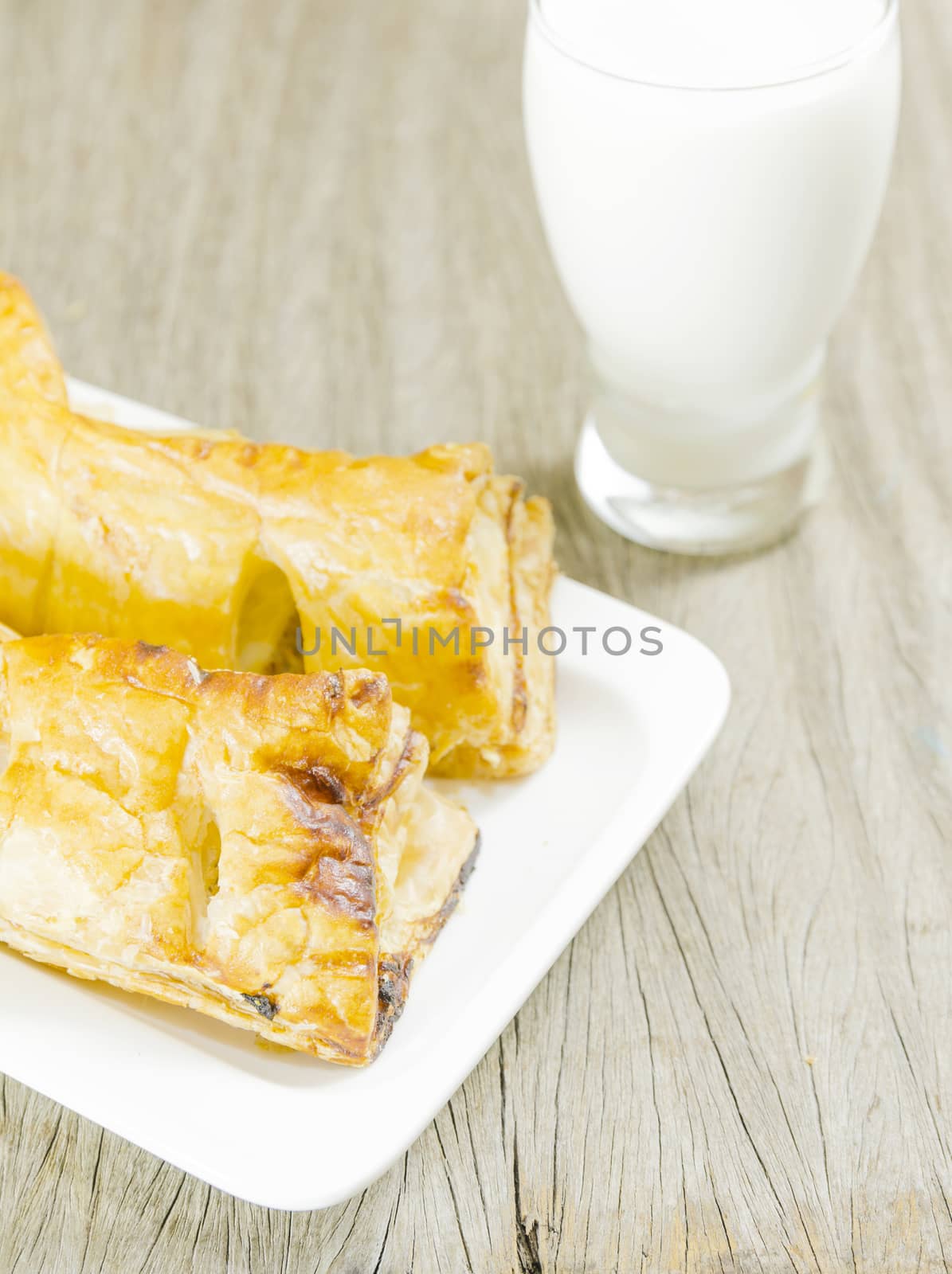 bread with milk glass