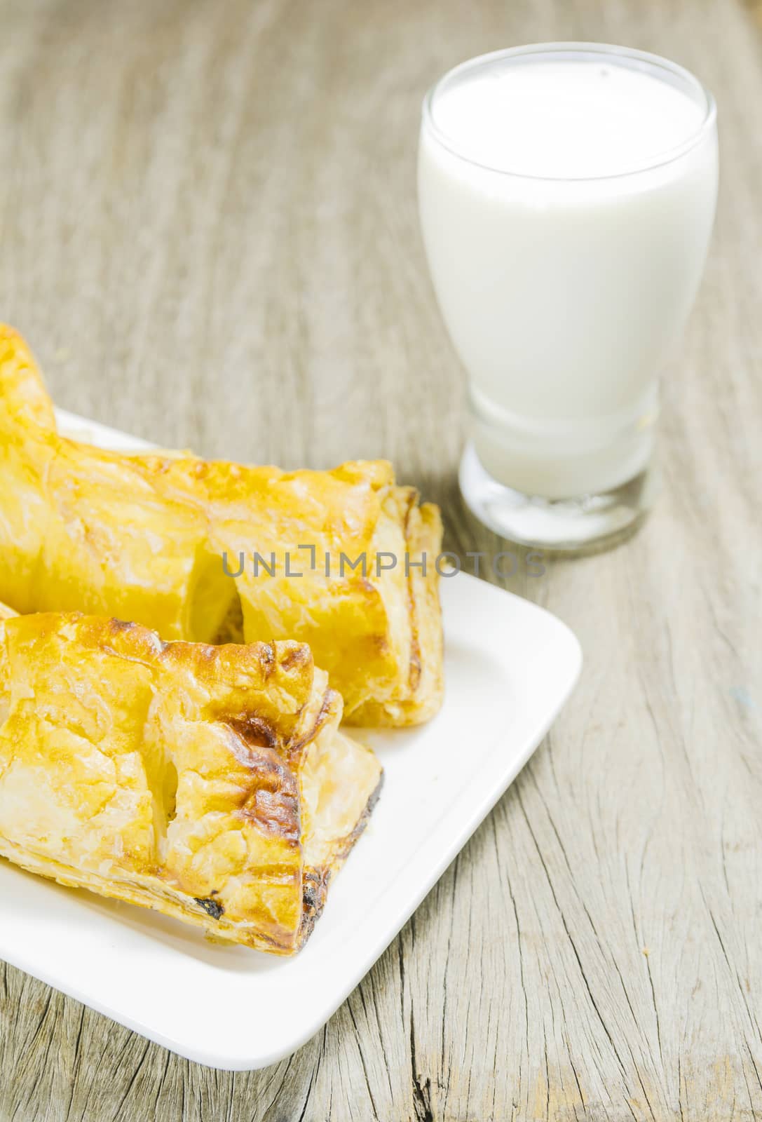 bread with milk glass