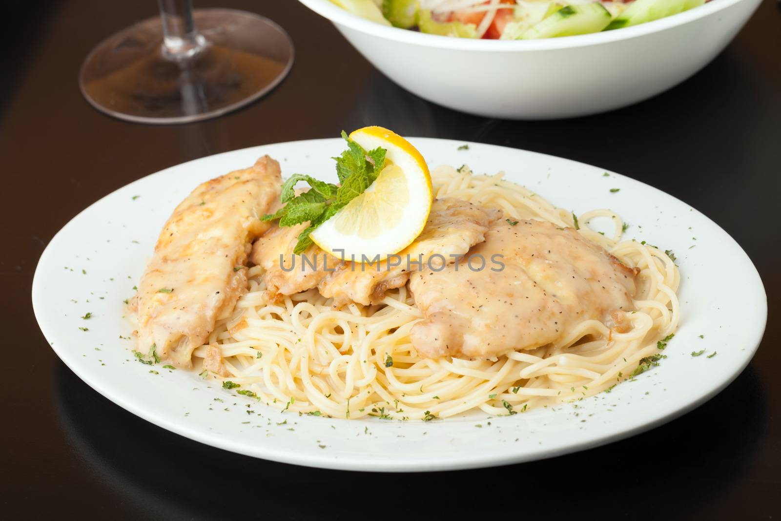 Chicken Francaise with Pasta by graficallyminded